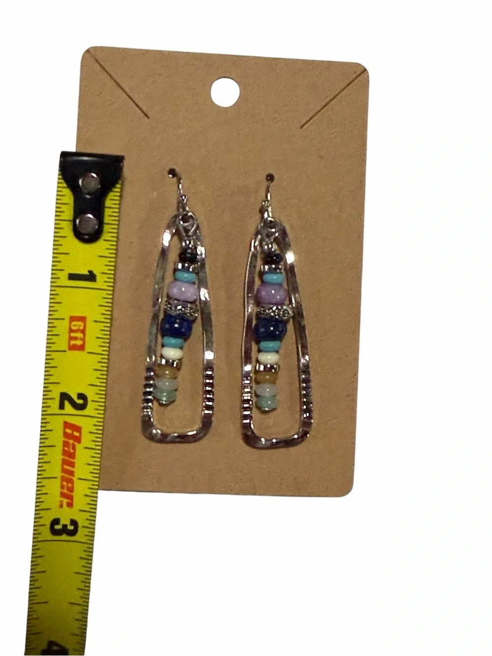 Silver-Tone Beaded Dangle Earrings in Blue and Pastel Colors